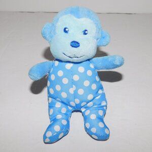 2014 Garanimals Blue White Polka Dot Rattle Monkey Baby Lovey 6" Plush Stuffed
